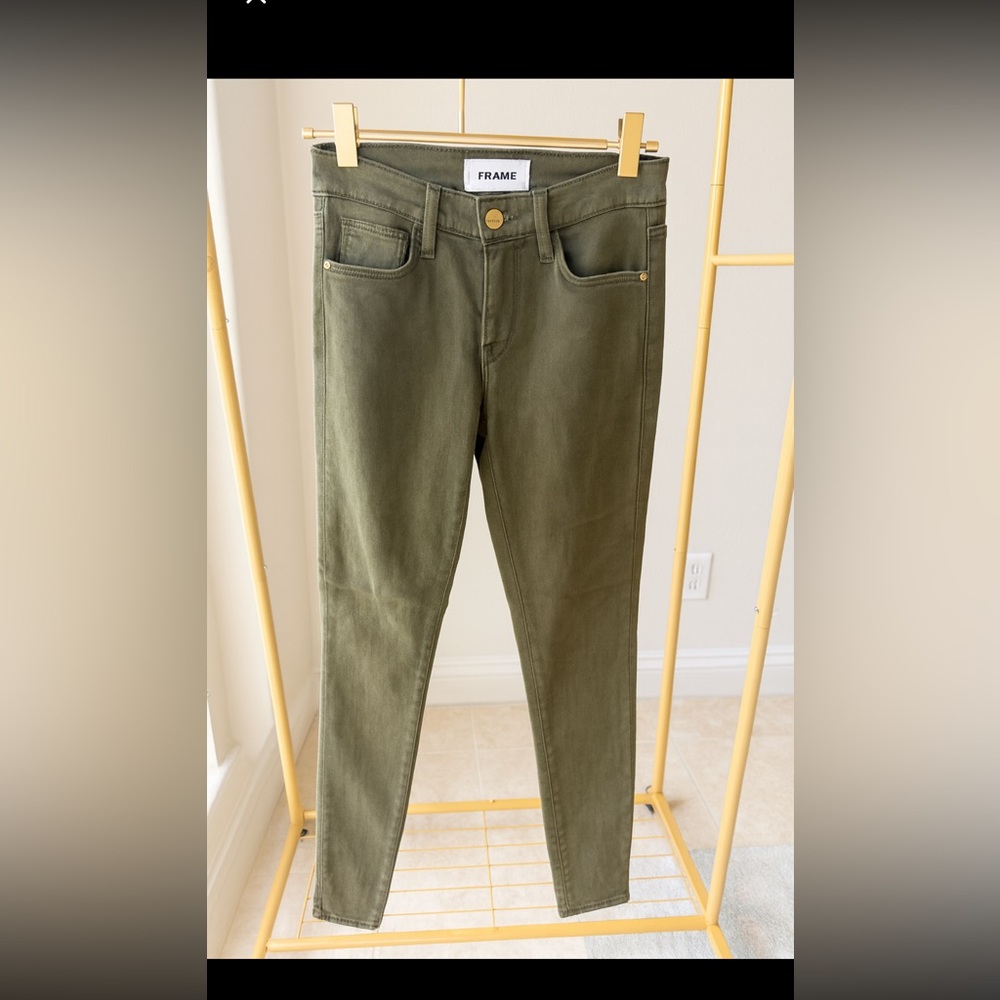 FRAME Le High Skinny Jeans – Size 25 – Olive Green